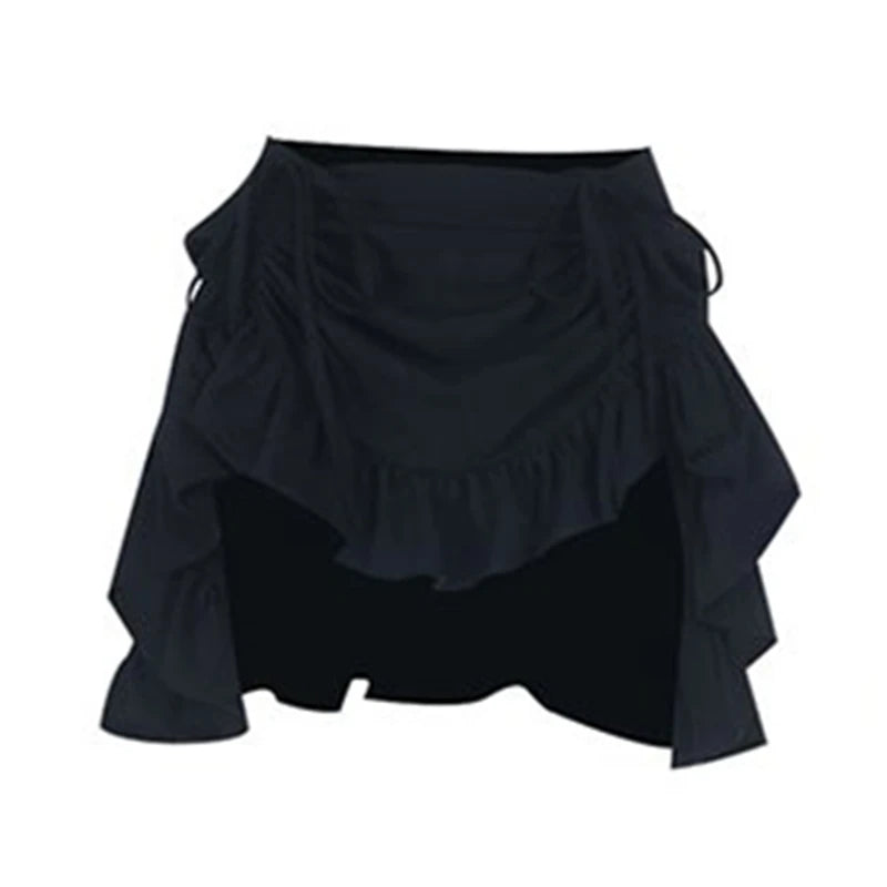 Gothic Punk Lolita Dark Style Summer Skirt Japanese Girls 2026 New Sweet Ruffles Halloween Multi-layer Retro Solid Color Skirts