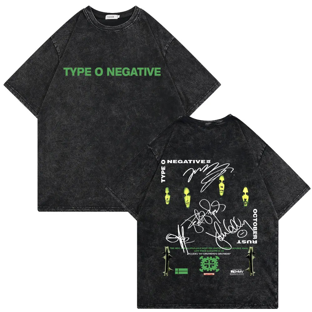 Washed Vintage Type O Negative Who Will Save The Sane Tshirt Men Women Rock Metal Gothic T-shirt Man Oversized Cotton T Shirts