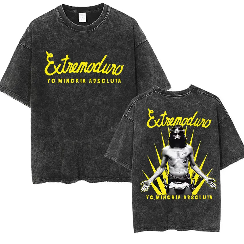 Men's Rock Extremoduro Vintage Washed T Shirts Man Punk Gothic Fashion Short Sleeve T-Shirt Unisex Hip Hop Band Clothing Tshirt