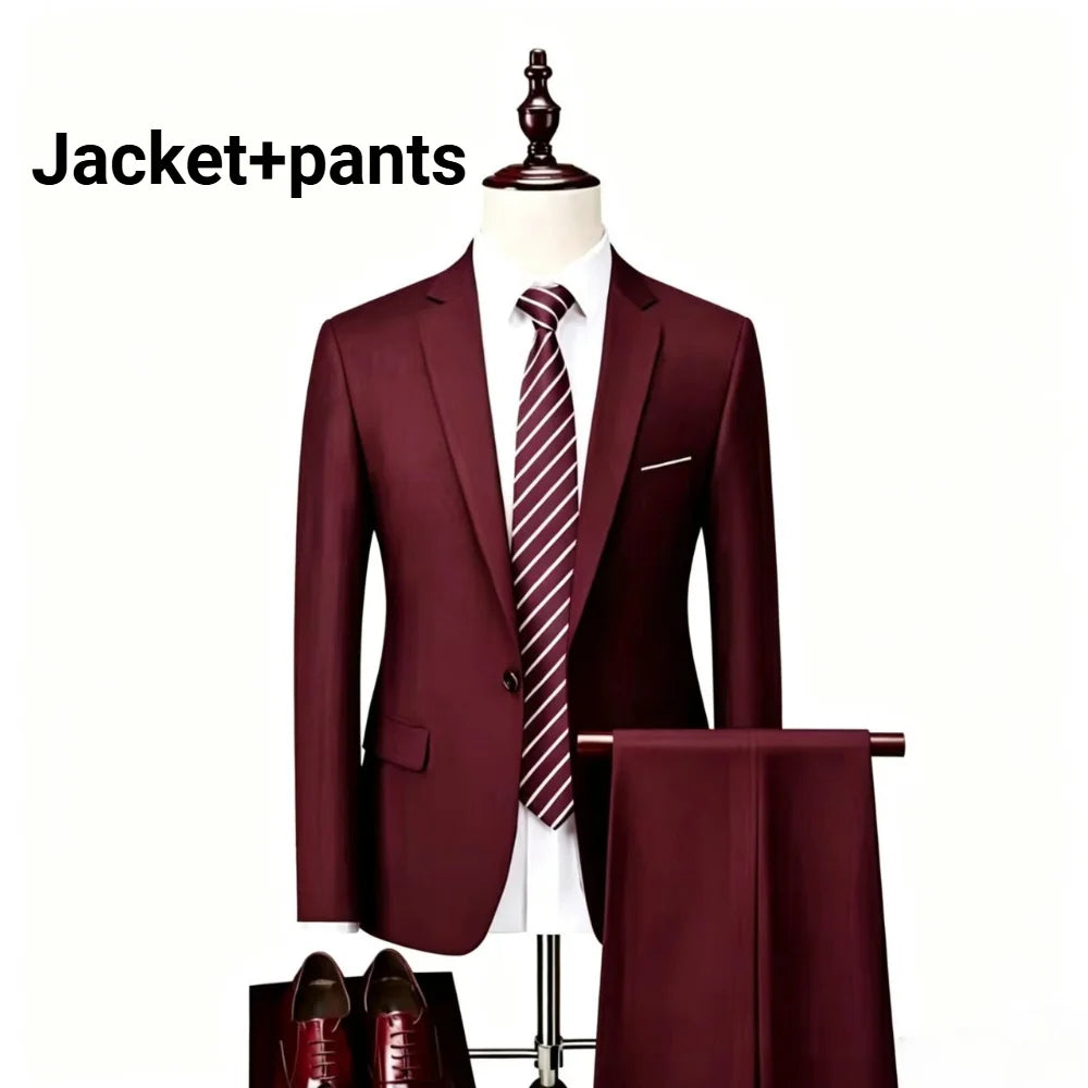 Men Slim Fit 3 Pieces Suit Set Lightweight Business Office Party Blazer Vest Pants Formal Male Tuxedo Suit For Prom Daily Wear