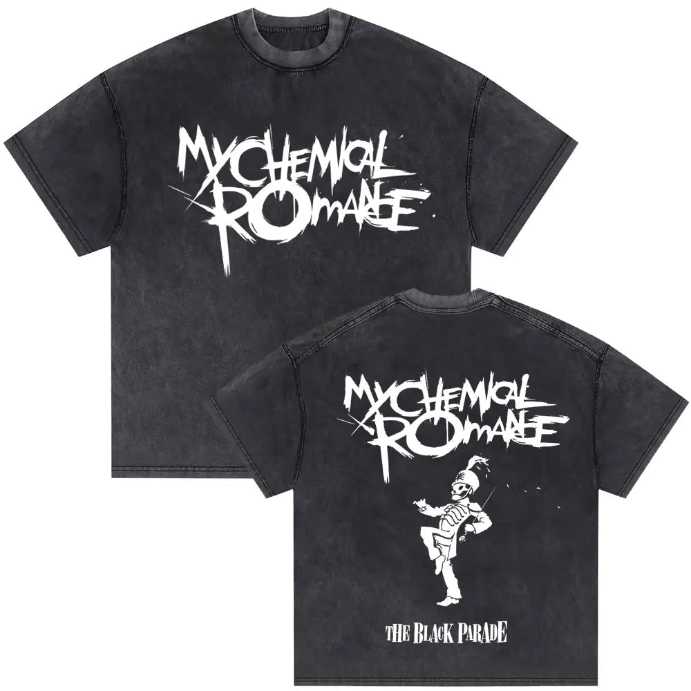 Washed Vintage Rock Band My Chemical Romance The Black Parade Tour 2025 T-shirt Men Women Retro Punk Emo Skeleton T Shirts Tops