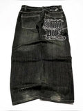 2025 American jeans men's letter embroidered straight leg wide leg pants hip-hop retro clown casual couple jeans street fashion