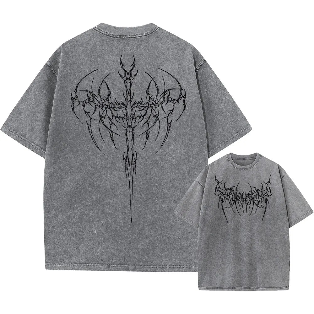 Y2k Acid Washed T Shirt Men Vintage Cotton T-shirts Harajuku Gothic Streetwear Soft Tees Girl Loose Fashion Print Tops Unisex
