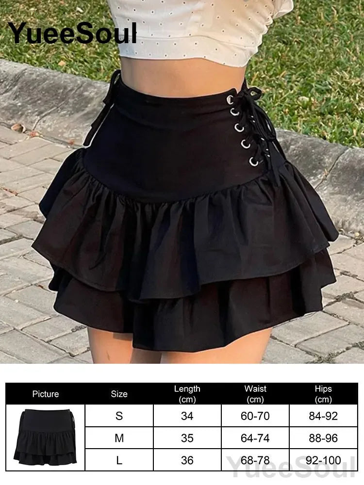 Gothic Women Skirts Black High Waist Pleated Skirts 2026 New Y2K Party Club Punk Goth Dark Grunge Lolita Halloween Mini Skirt