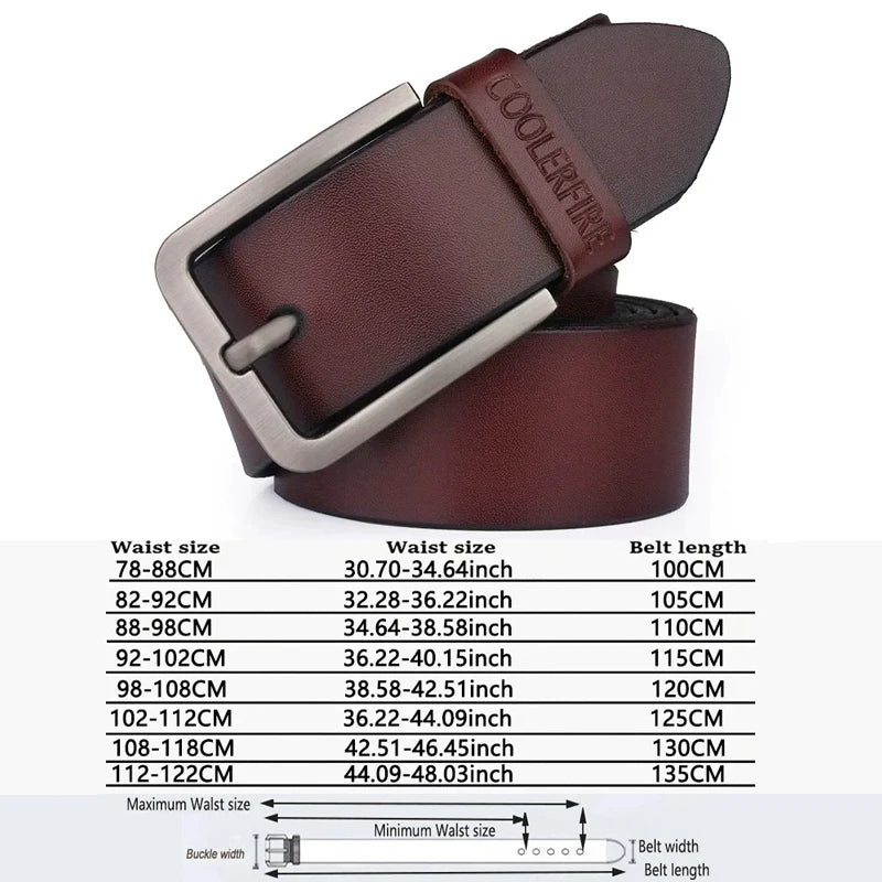Men's Belt Genuine Leather Luxury Designer Vintage Pin Buckle for Jeans Trouser Belts Men Luxury Strap Male Belts Waistband Belt