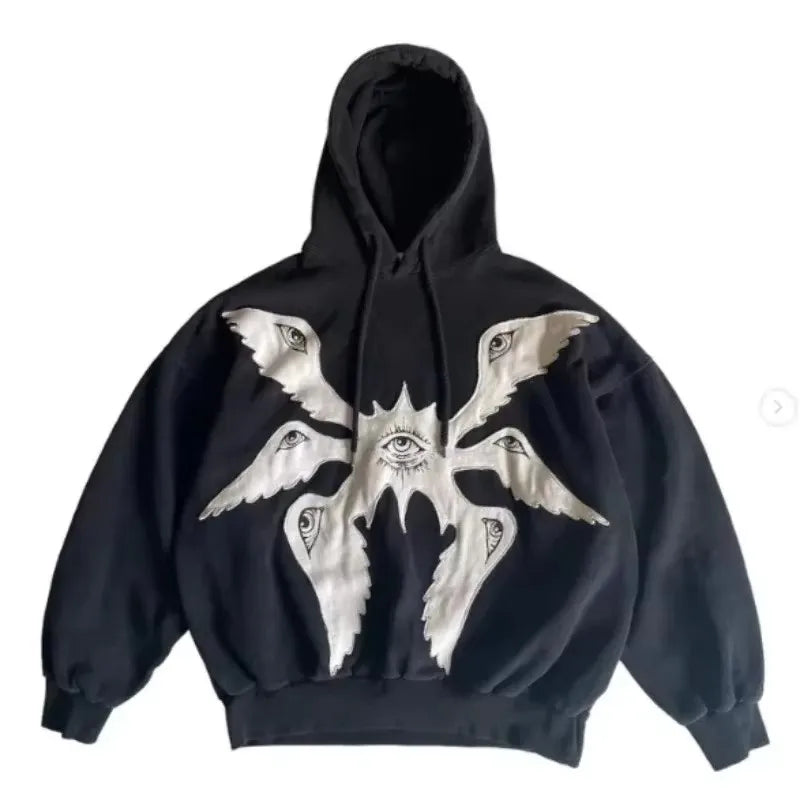 Y2K Street Gothic Hoodie Punk Classic Retro Skull Print Zipper Hip Hop Leisure Sweater New Personality Hoodie Street Wear