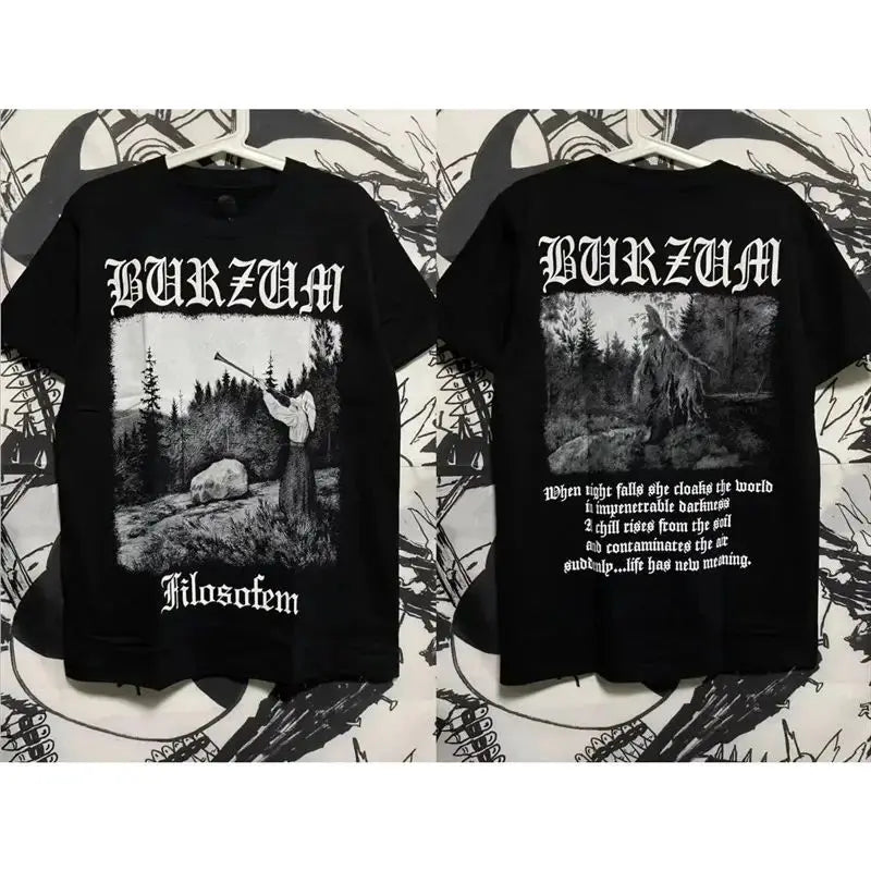 Heavy Metal Rock Band Printed Short-sleeved Retro Y2K T-shirt Casual Loose Streetwear Unisex Sporty Round-neck Top