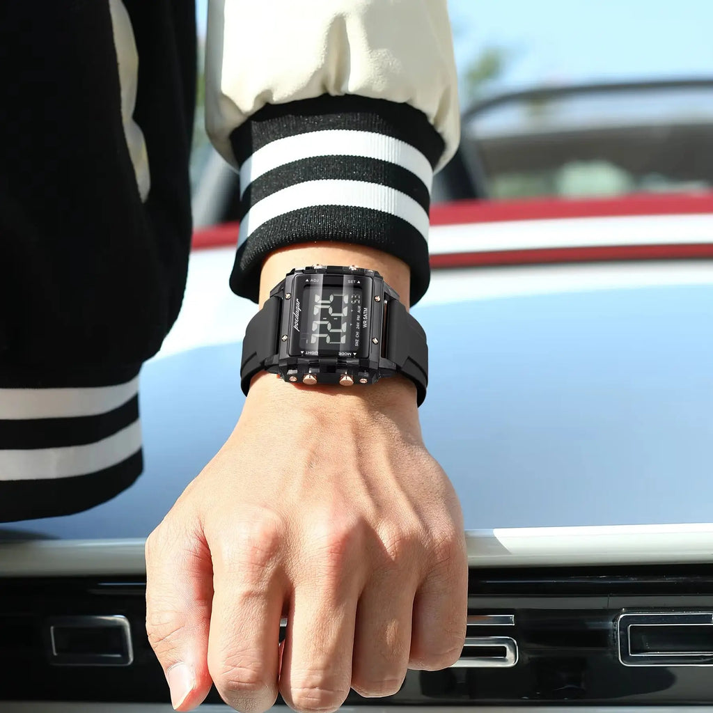 POEDAGAR Fashion Top Digital Men Watch Week Date Alarm Man Wristwatch Waterproof LED Electronic Sports Men's Watches Male Reloj