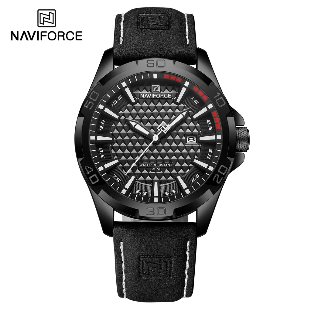 NAVIFORCE Brand Men Fashion Quartz Watches Male Leather Strap Sport Waterproof Wristwatches CalendarClock Relogio Masculino