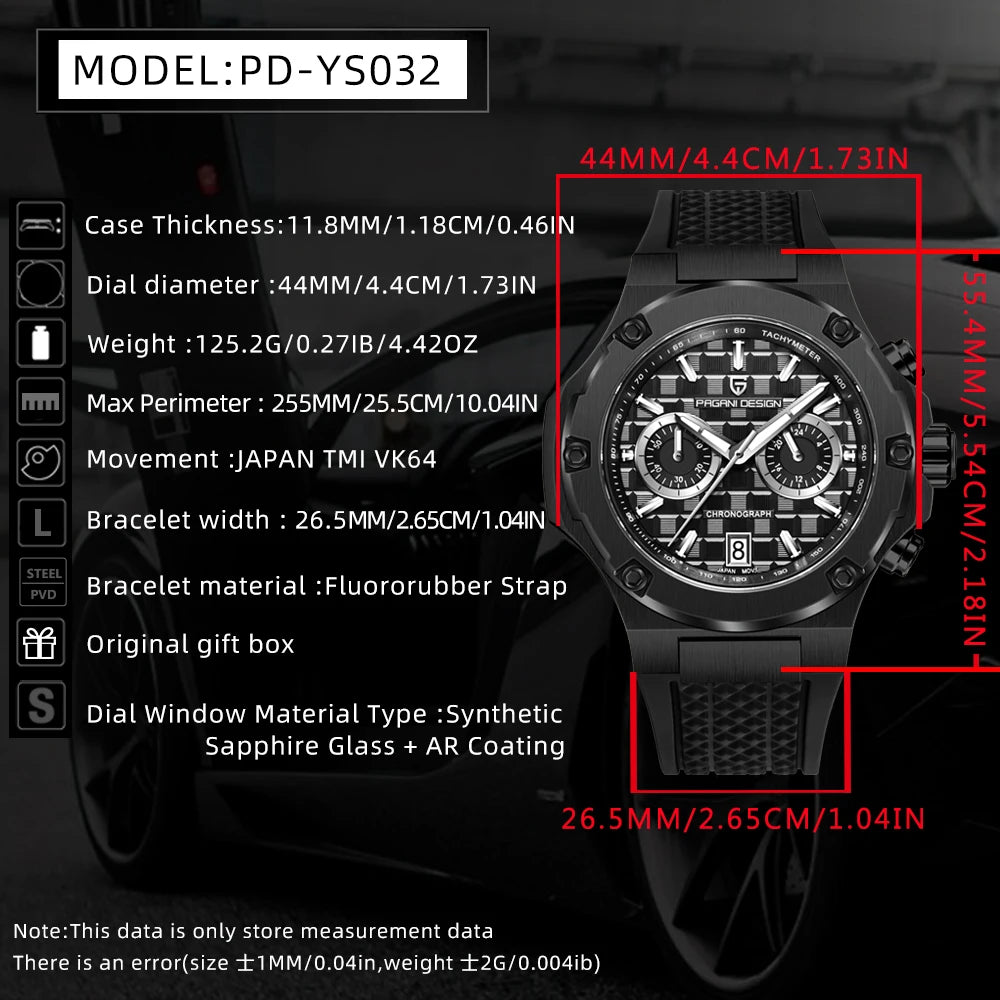 2026 New PAGANI DESIGN Men's Quartz Watches Top Luxury Speed Sports Chronograph Watch Men Waterproof Luminous AR Sapphire Clock