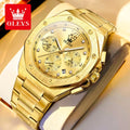 OLEVS 3626 Watches For Men Original Wristwatch Stainless Steel Multifunctional Chronograph Waterproof Luminous Quartz Reloj