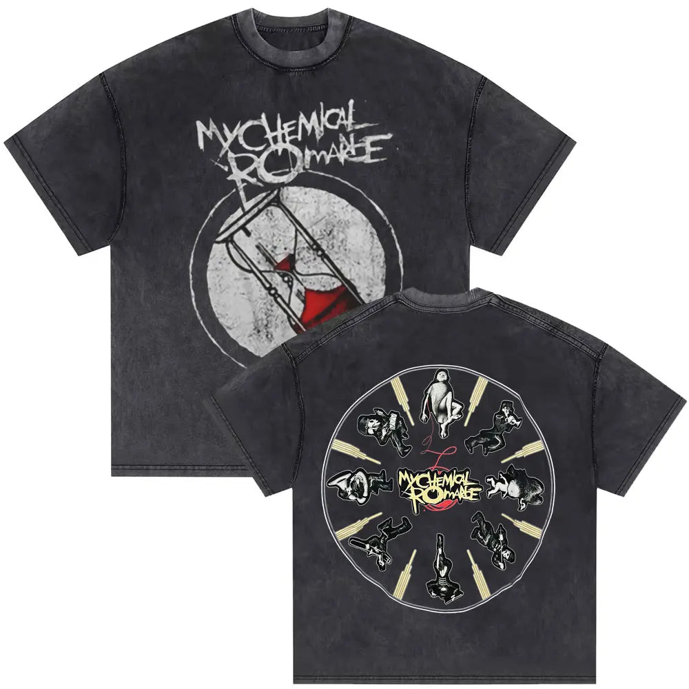 Washed Vintage Rock Band My Chemical Romance The Black Parade Tour 2025 T-shirt Men Women Retro Punk Emo Skeleton T Shirts Tops