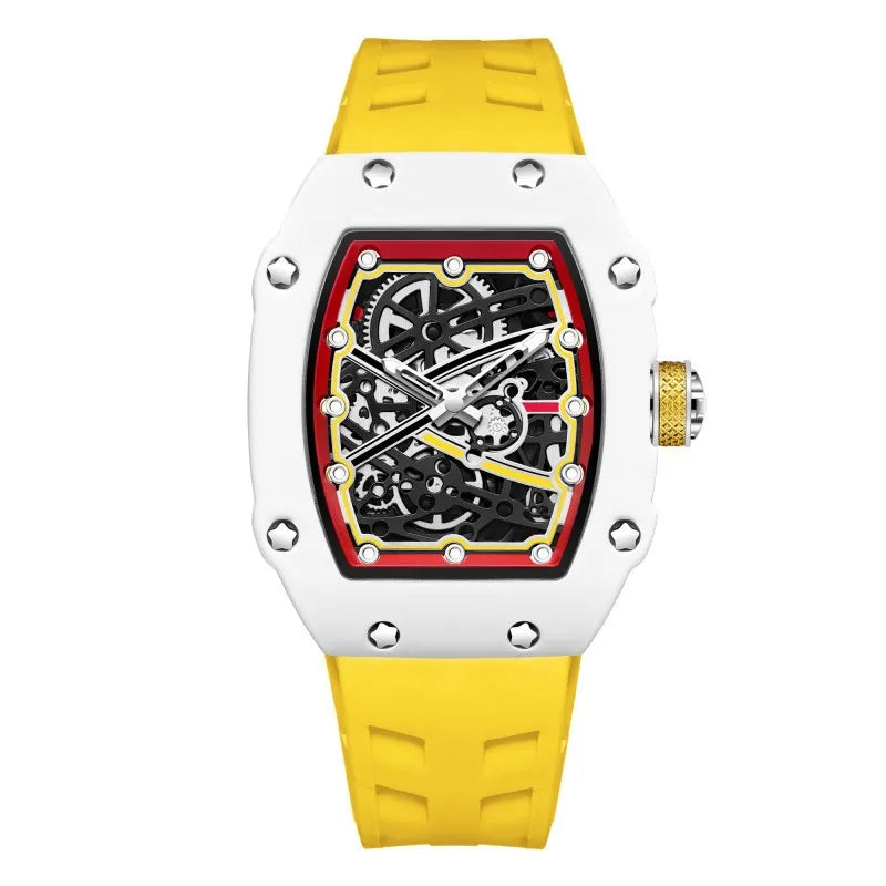 Trendy Bucket Shape Mens Quartz Watch Luminous Dial Waterproof Casual Male Daily Wristwatch