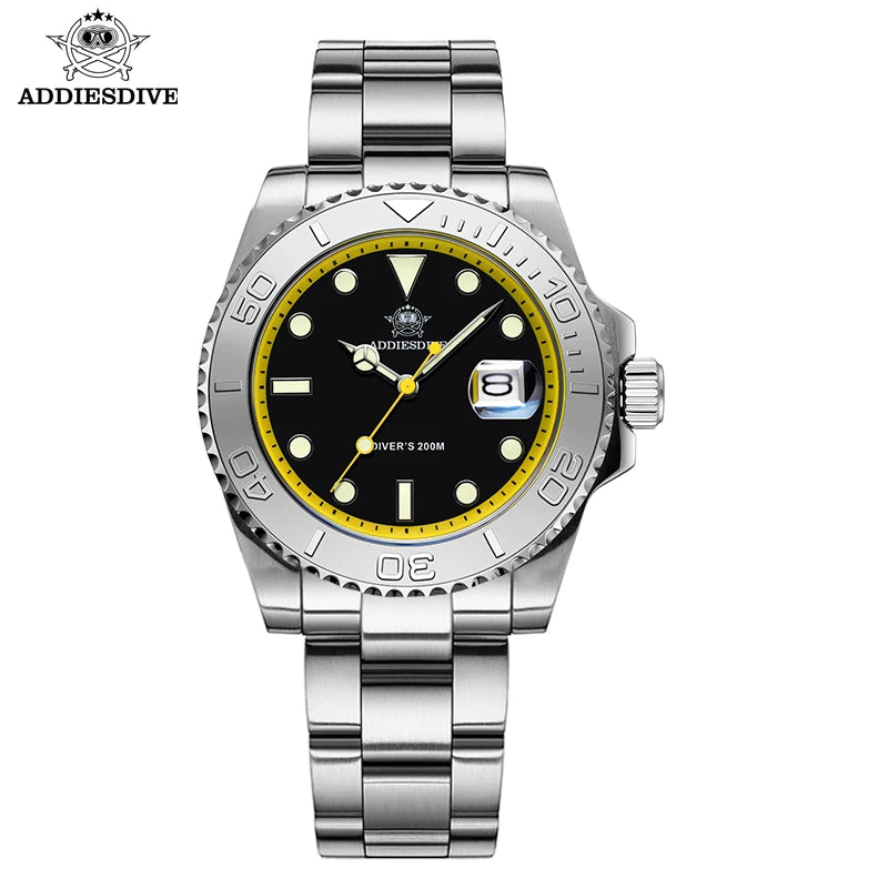 ADDIESDIVE Luxury Men's Diver Watch 200m Stainless Steel Bezel BGW9 Super Luminous Men's Analog Business Quartz Watches AD2040