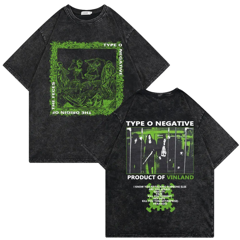 Washed Vintage Type O Negative Who Will Save The Sane Tshirt Men Women Rock Metal Gothic T-shirt Man Oversized Cotton T Shirts