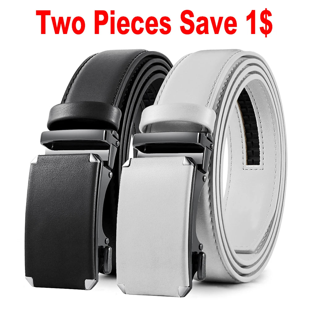 DOOPAI Mens Leather Belt  Automatic Genuine Leather Belts Leisure Fashion Ratchet Belts for Men Pants Waistband Ремень
