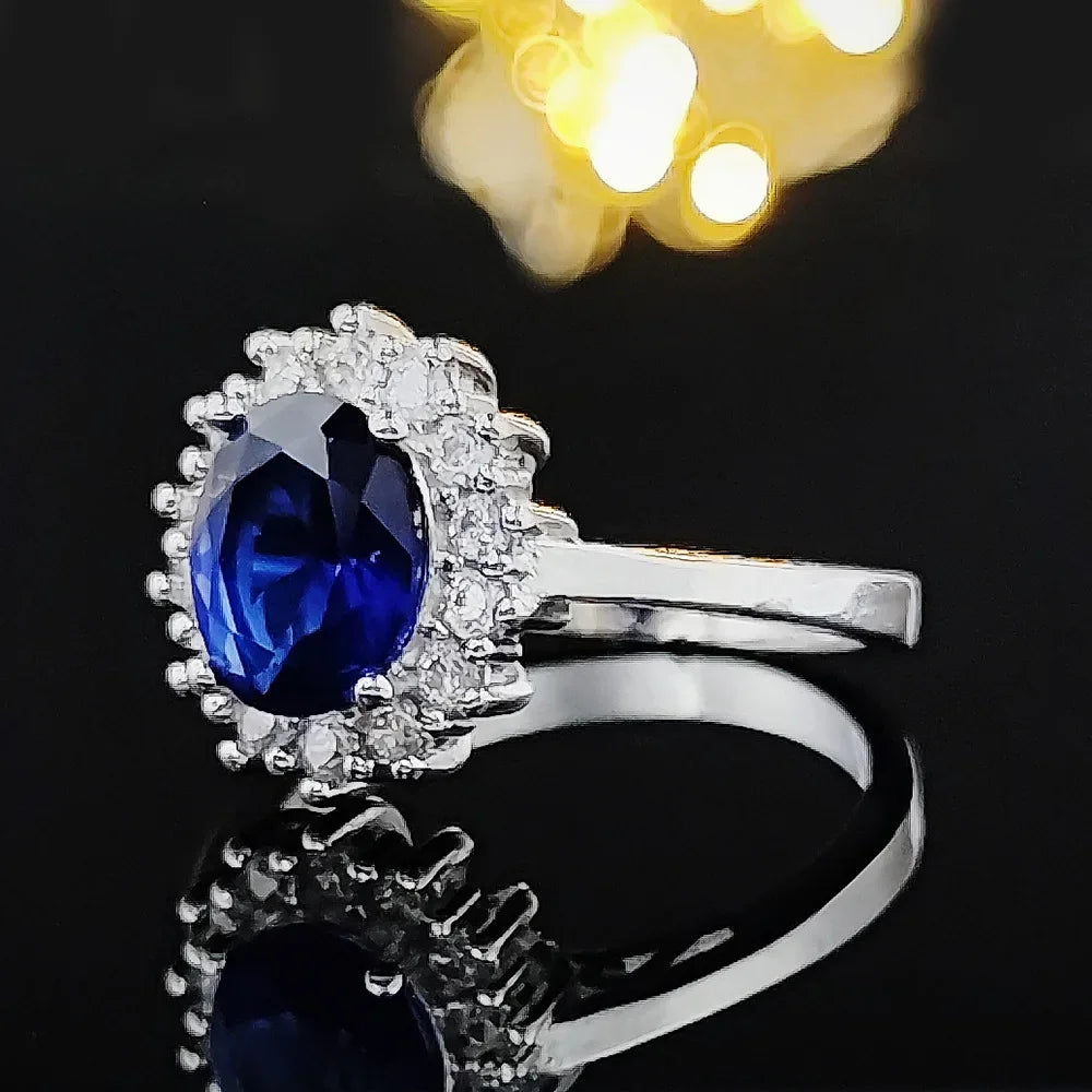 Carat Sapphire Ring Silver Charm Engagement Jewelry Ring European and American Fashion Temperament Luxury High Quality Jewelry