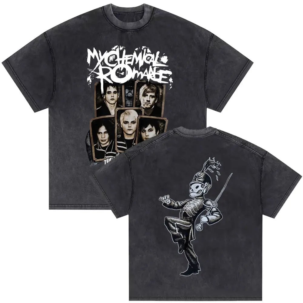 Washed Vintage Rock Band My Chemical Romance The Black Parade Tour 2025 T-shirt Men Women Retro Punk Emo Skeleton T Shirts Tops