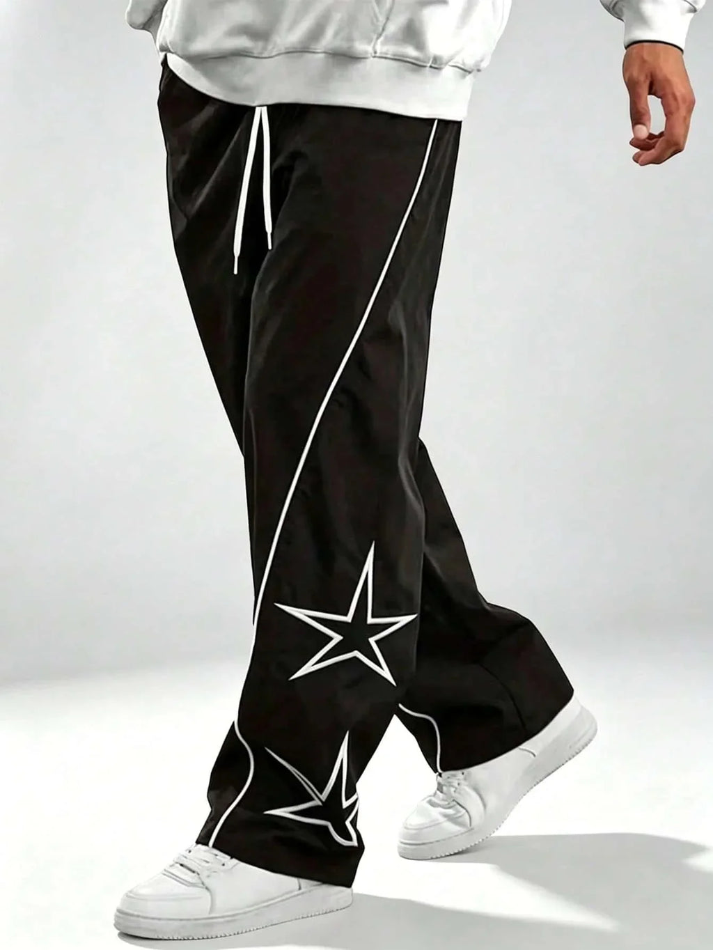 Y2K Star Printed Wide Leg Pants with European and American Hip-hop Street Style, Loose Hanging Casual Quick Drying Sports Pants