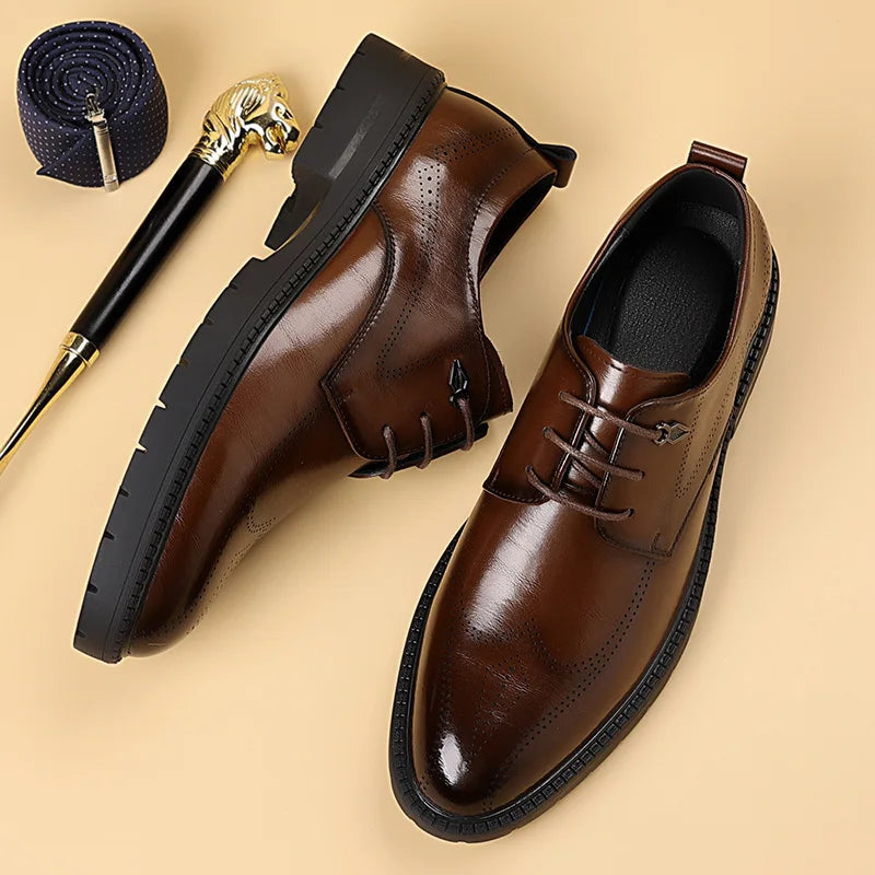 Solid Color Business Casual Shoes for Men Spring Autumn New Designer Dress Shoes Male Fashion Groom's Wedding Shoe Man