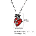 Gothic Rose Heart Necklace for Women, Red Rhinestone Pendant, Halloween Party Jewelry