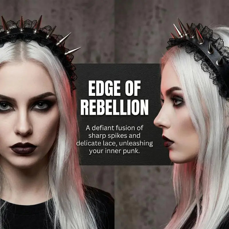 Gothic Punk Headband for Girls Decorative Rivets Lace Fancy Halloween Cosplay Accessories Women Gift Ideas