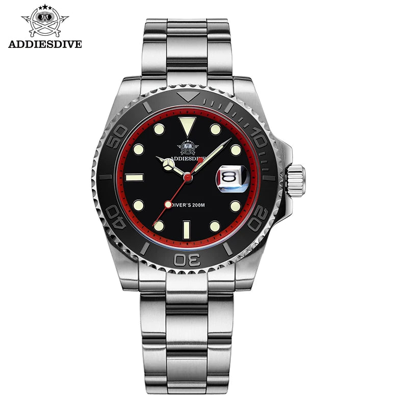 ADDIESDIVE Luxury Men's Diver Watch 200m Stainless Steel Bezel BGW9 Super Luminous Men's Analog Business Quartz Watches AD2040