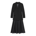 BSAY black Suit Dress Women's clothing Autumn Winter New hem Pleat Spliced Long Sleeves V-neck France Female Evening Dresses