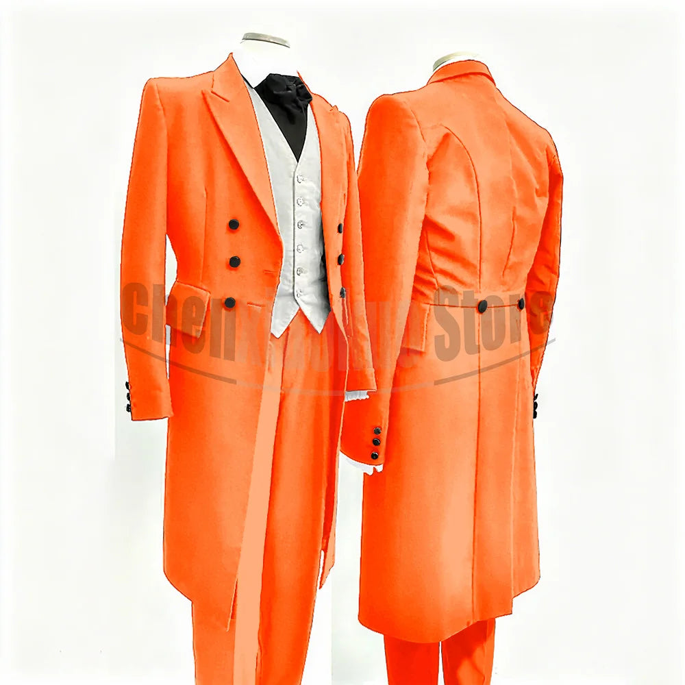 Men Suits Black Fashion Wedding Tailcoat Groom Chic Peak Lapel Double Breasted Male Suit 3 Pieces (Blazer+Vest+Trousers)