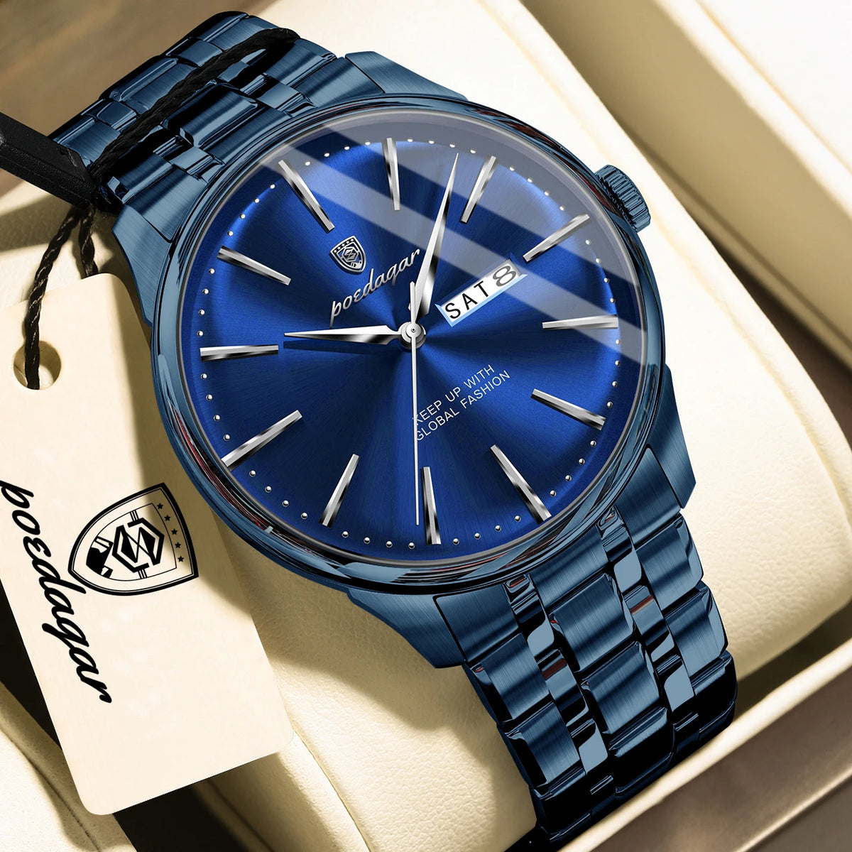 POEDAGAR Sports Luxury Watch For Man Waterproof Date Week Stainless Steel Men Watch Casual Quartz Men's Watches Male Clock Reloj