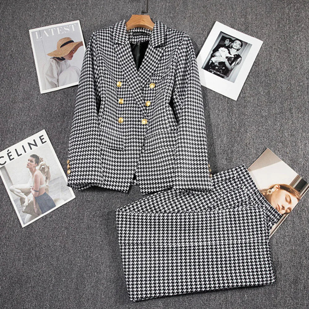 Casual Long Sleeve Blazer Pant Sets Suits For Woman 2025 Fashion 2 Pieces Set For Women Office Lady Coats Jackets