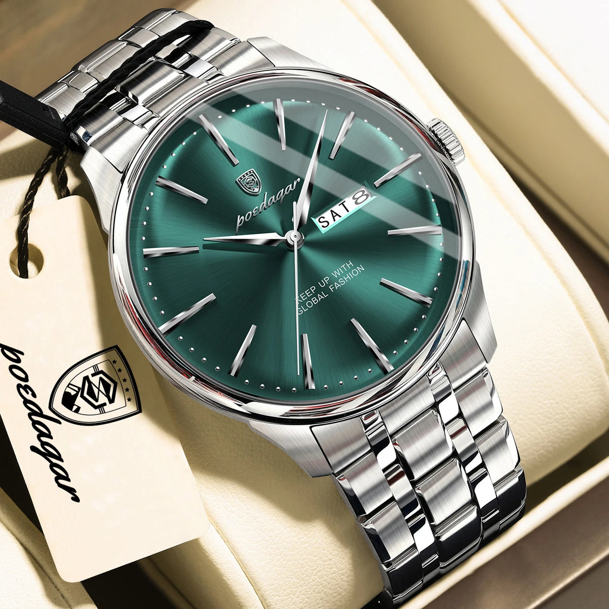 POEDAGAR Sports Luxury Watch For Man Waterproof Date Week Stainless Steel Men Watch Casual Quartz Men's Watches Male Clock Reloj