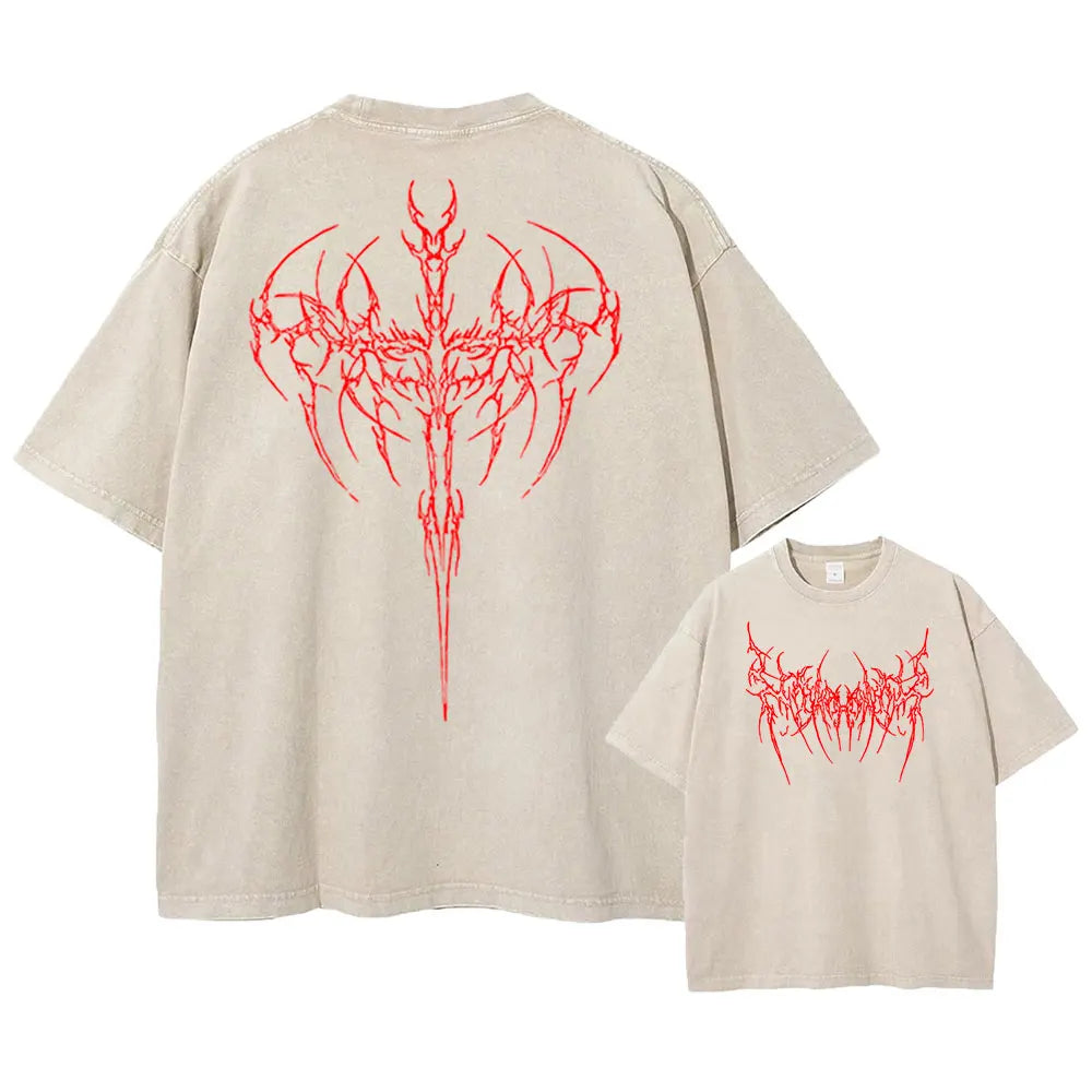 Y2k Acid Washed T Shirt Men Vintage Cotton T-shirts Harajuku Gothic Streetwear Soft Tees Girl Loose Fashion Print Tops Unisex