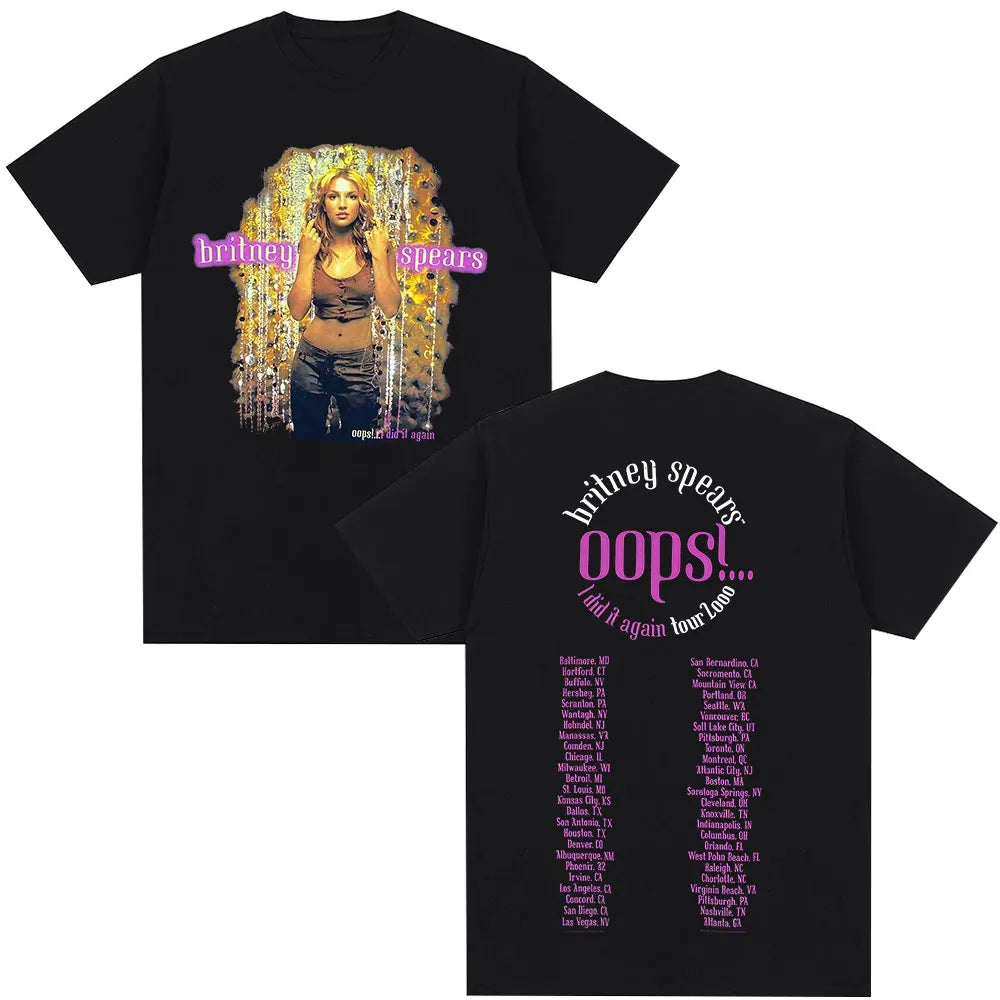 Britney Spears Metal Rock Graphic T-shirt Men Women Fashion Hip Hop T Shirts Harajuku Vintage Short Sleeve Tee Shirt Oversized