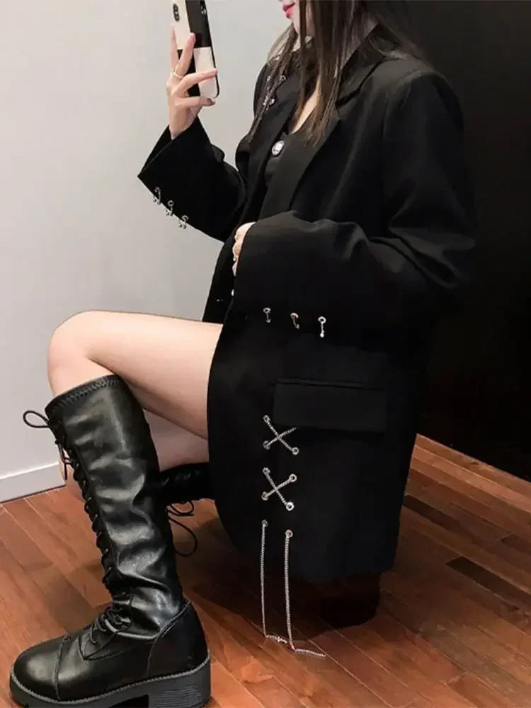 2025 Black Suit Jacket for Women New Design High Street Wear Casual Blazers Female
