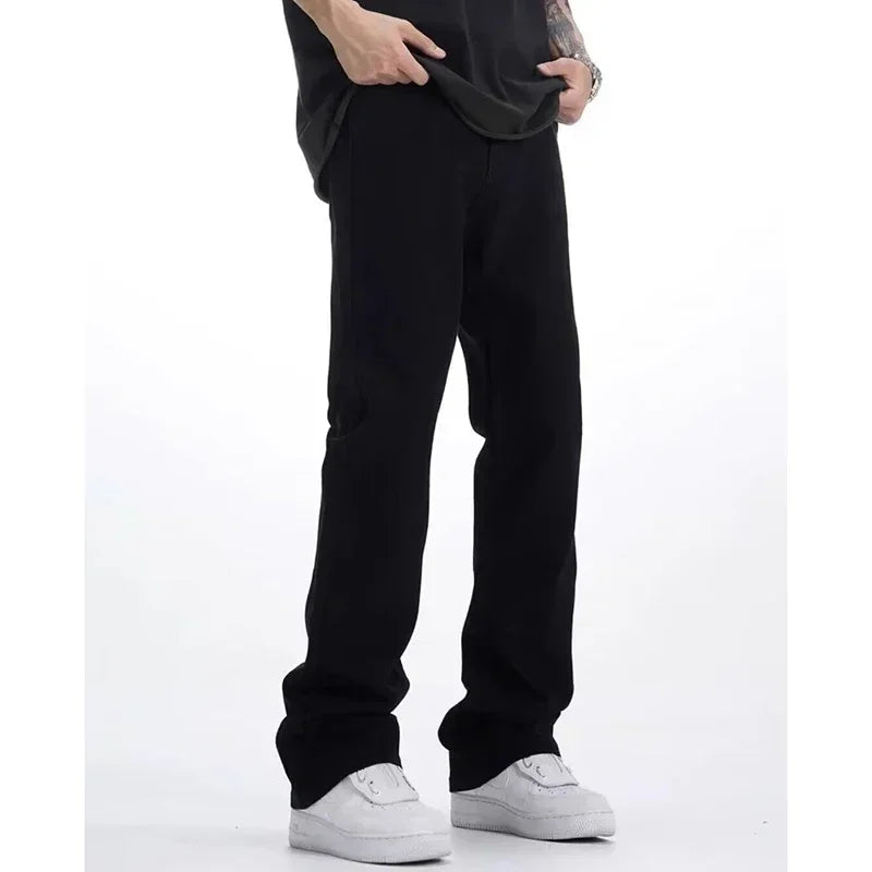 Man Loose Straight Leg Bootcut Jeans Spring Summer New Male American Style Casual Denim Pants Fashion Classic Black Trousers