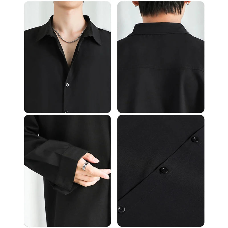 Shirt Men Solid Long Sleeved Shirt For Men Korean Fashion Shirts Comfortable Blouses Casual Loose Classic Single Breasted Shirt