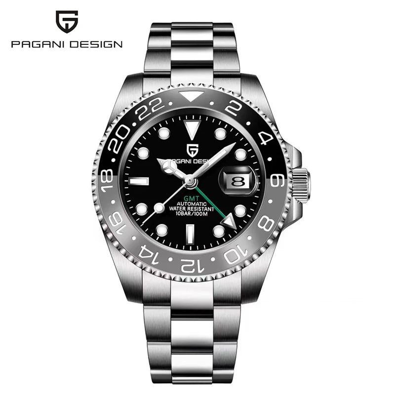 PAGANI DESIGN New Men Watch GMT Mechanical Wristwatch 40mm Automatic Watch Stainless Steel Waterproof Business Watches for Man