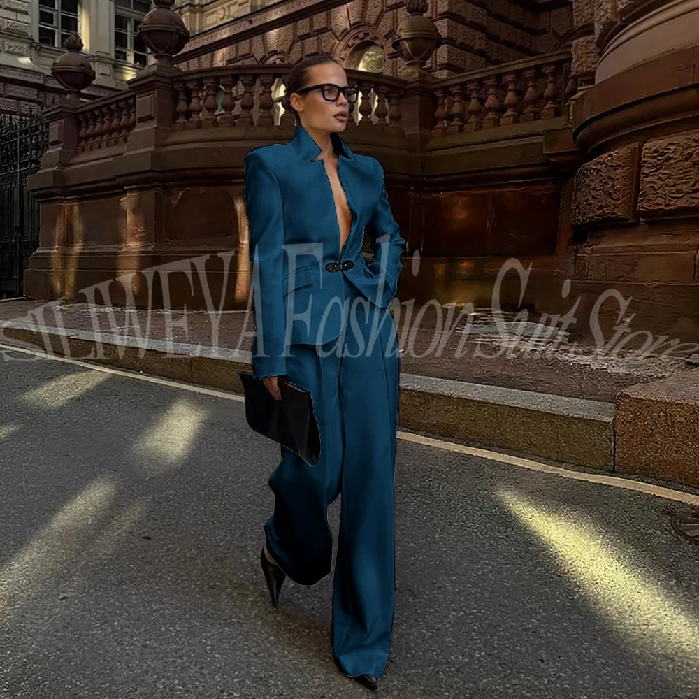 Luxury White Suit For Women 2 Pieces Jacket Pants Office Lady Chic Outfits Fashion Trousers Smart Casual Female Blazer Set
