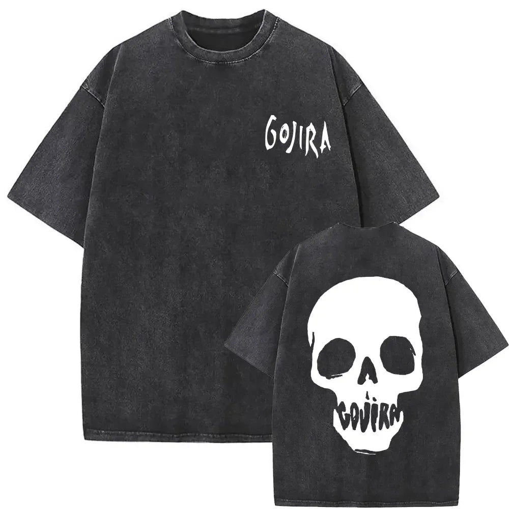 Washed Vintage Metal Rock Band Gojira The Flesh Alive T-shirt Men Women Fashion Oversized T Shirts Men's Casual Cotton T-shirts