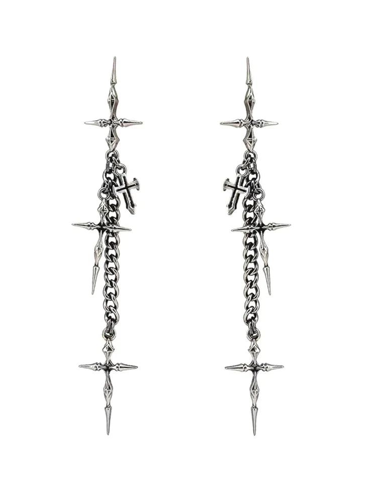 Gothic Cross Chain Jewelry Set for Women Men, Punk Statement Necklaces Rings Accessories, Edgy Party Jewelry Collection