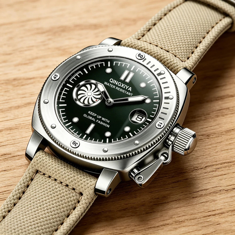 QINGXIYA Luxury Fashion Man Quartz Watch Luminous Waterproof Date Sport Watches For Men Canvas Strap Business Men's Clock Reloj
