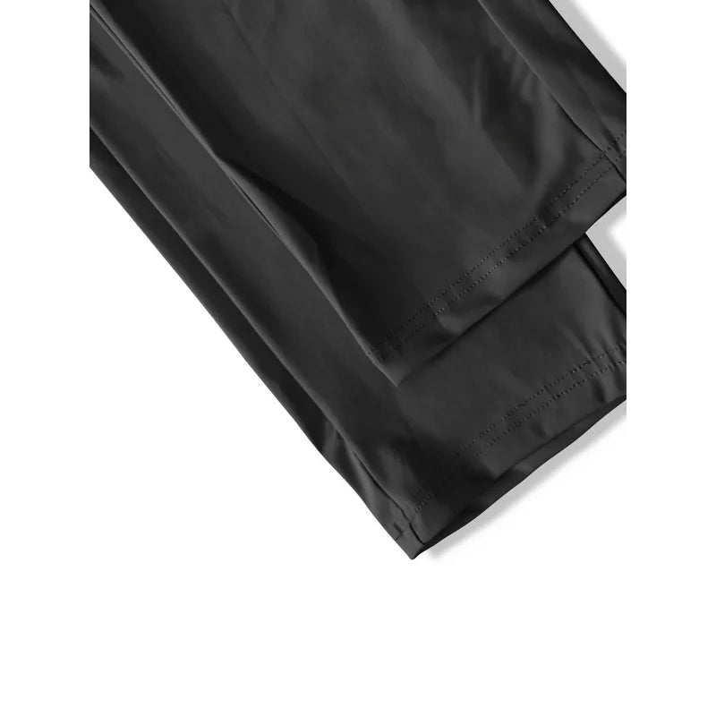 Men's Ice Silk High Elastic Breathable Trousers With Drawstring Zipper Pockets Casual Sports Trousers Gym Sportswear Gift Man