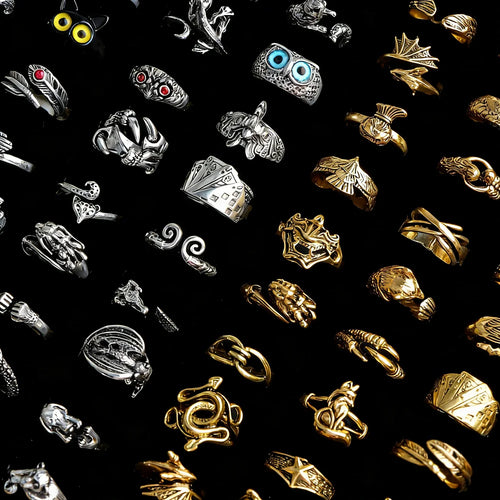 10/20/30/50/100Pcs Fashion Retro Punk Rings Set For Men Women Adjustable Stacked Dragon Claw Snake Mixed Jewelry Gifts Party
