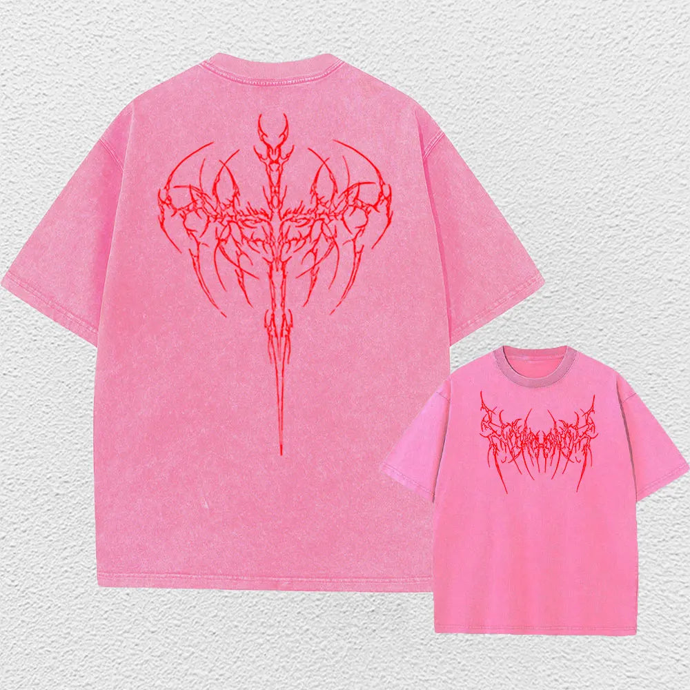 Y2k Acid Washed T Shirt Men Vintage Cotton T-shirts Harajuku Gothic Streetwear Soft Tees Girl Loose Fashion Print Tops Unisex