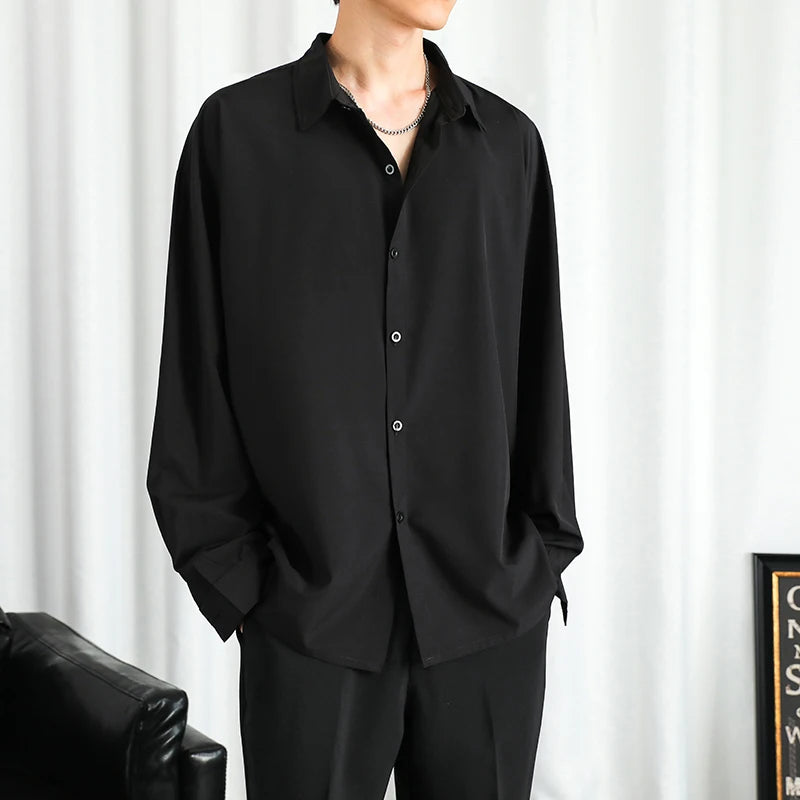 Shirt Men Solid Long Sleeved Shirt For Men Korean Fashion Shirts Comfortable Blouses Casual Loose Classic Single Breasted Shirt
