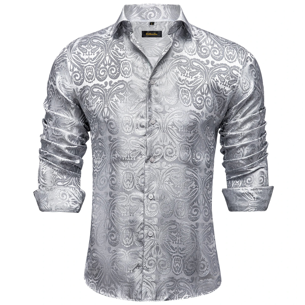 Men's Long Sleeve Black Paisley Dress Shirts Casual Tuxedo Social Shirt Luxury Designer Men Clothing