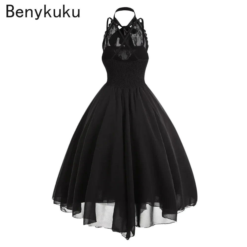Victorian Gothic Halter Corset-Style Dress
