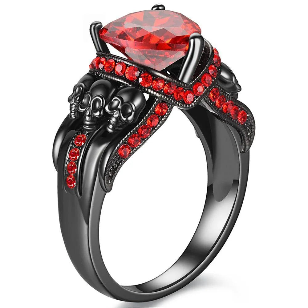 Goth Rings for Women Skeleton Punk Skull Ring Devil Wings Men's Jewelry Vintage Gothic Accessories Halloween Party