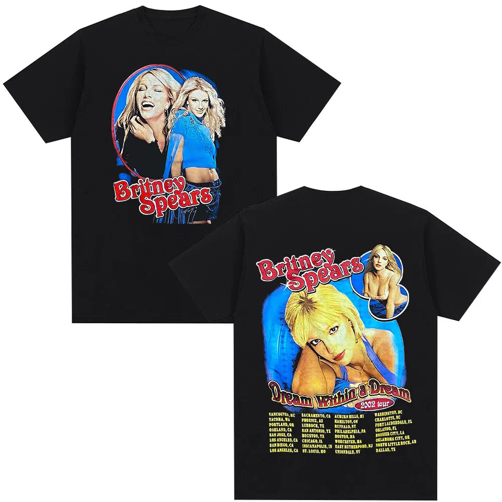 Britney Spears Metal Rock Graphic T-shirt Men Women Fashion Hip Hop T Shirts Harajuku Vintage Short Sleeve Tee Shirt Oversized